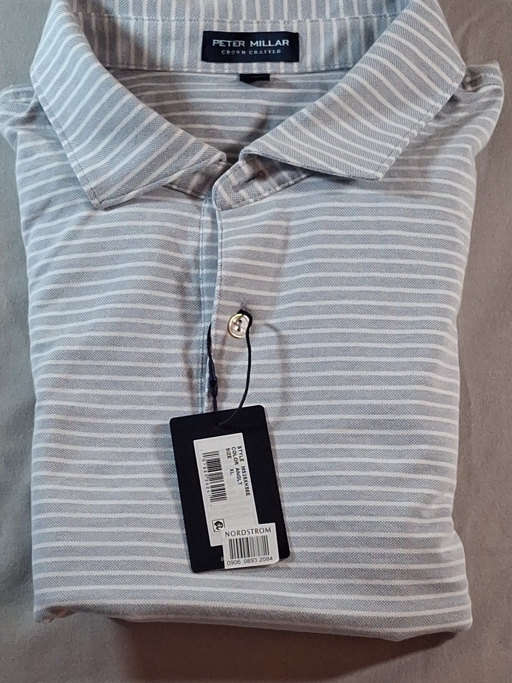 NWT Peter Millar Crown Crafted Striped Polo Shirt Tailored Fit Men's XL Blue